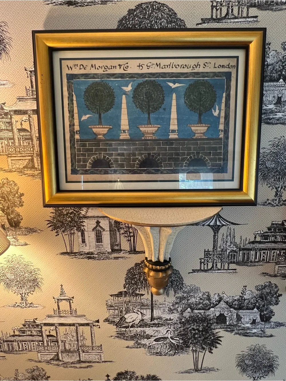 Framed English Botanical and Architectural Art Prints in Gold Frames - Set of 2